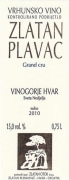 Plenkovic Winery Zlatan Otok Plavac Grand Cru 2010 Front Label