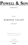 Powell & Son Barossa Valley Shiraz 2015 Front Label