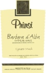 Prinsi Barbera d'Alba Vigneto Much Superiore 2013 Front Label