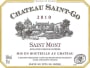 Producteurs Plaimont Chateau Saint-Go Rouge 2010 Front Label