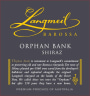 Langmeil Orphan Bank Shiraz 2009 Front Label