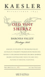 Kaesler Barossa Valley Old Vine Shiraz 2012 Front Label