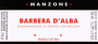 Manzone Barbera d'Alba 2012 Front Label