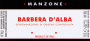 Manzone Barbera d'Alba 2013 Front Label