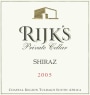 Rijk's Private Cellar Shiraz 2005 Front Label