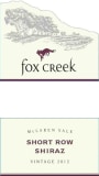 Fox Creek Short Row Shiraz 2012 Front Label