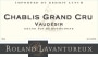 Roland Lavantureux Chablis Vaudesir Grand Cru 2013 Front Label