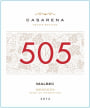 Casarena 505 Vineyards Malbec 2012 Front Label