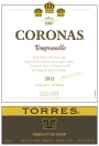 Familia Torres Coronas Tempranillo 2012 Front Label