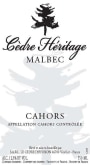 Chateau du Cedre Cahors Cedre Heritage 2011 Front Label