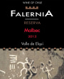 Falernia Reserva Malbec 2013 Front Label