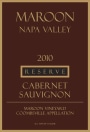 Maroon Reserve Cabernet Sauvignon 2010 Front Label