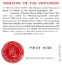 Ministry of Vinterior Russian River Vallay Pinot Noir 2010 Front Label