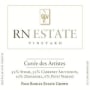 RN Estate Cuvee des Artistes 2012 Front Label