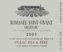Domaine Dujac Romanee Saint Vivant Grand Cru 2005 Front Label