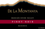 De La Montanya Winery Pinot Noir Reserve 2010 Front Label