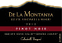 De La Montanya Winery Calandrelli Vineyard Pinot Noir 2013 Front Label