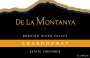 De La Montanya Winery Estate Vineyard Chardonnay 2015 Front Label