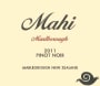 Mahi Pinot Noir 2011 Front Label