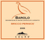 Elvio Cogno Barlolo Bricco Pernice 2009 Front Label