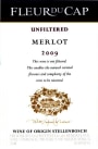 Fleur du Cap Unfiltered Merlot 2009 Front Label