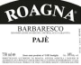Roagna Barbaresco Paje 2009 Front Label