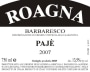 Roagna Barbaresco Paje 2007 Front Label