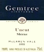 Gemtree Vineyards Uncut Shiraz 2002 Front Label