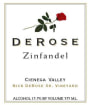 DeRose Vineyards Nick DeRose Sr Vineyard Zinfandel 2012 Front Label