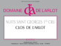 Domaine de l'Arlot Nuits St Georges Clos de l'Arlot Premier Cru Monopole 2014 Front Label