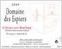 Dom. des Espiers Cotes du Rhone 2009 Front Label