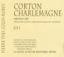 Pierre-Yves Colin-Morey Corton Charlemagne Grand Cru 2012 Front Label