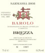 Brezza Barolo Sarmassa 2003 Front Label