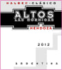 Altos Las Hormigas Clasico Malbec 2012 Front Label