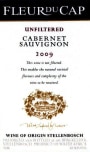Fleur du Cap Unfiltered Cabernet Sauivignon 2009 Front Label