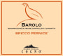 Elvio Cogno Barlolo Bricco Pernice 2010 Front Label