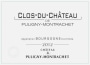 Chateau de Puligny-Montrachet Bourgogne Blanc Clos du Chateau 2012 Front Label