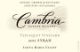 Cambria Tepusquet Vineyard Syrah 2011 Front Label