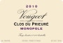 Domaine de la Vougeraie Vougeot Clos du Prieure Monople 2010 Front Label