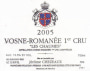 Jerome Chezeaux Vosne-Romanee Les Chaumes Premier Cru 2005 Front Label