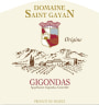 Domaine Saint Gayan Gigondas 2012 Front Label