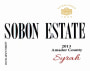 Sobon Estate Syrah 2013 Front Label