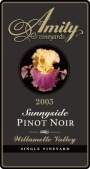 Amity Sunnyside Pinot Noir 2003 Front Label