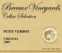 Breaux Vineyards  Cellar Selection Petit Verdot 2009 Front Label