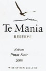 Te Mania Estate Reserve Pinot Noir 2008 Front Label