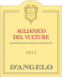 D'Angelo Aglianico del Vulture 2012 Front Label