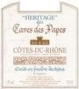Caves des Papes Cotes Du Rhone Heritage 1998 Front Label