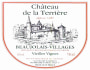 Terroirs et Talents Beaujolais Villages Chateau de la Terriere Vieilles Vignes 2008 Front Label