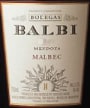 Balbi Malbec 1997 Front Label