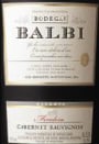 Balbi Cabernet Sauvignon Reserve 1997 Front Label